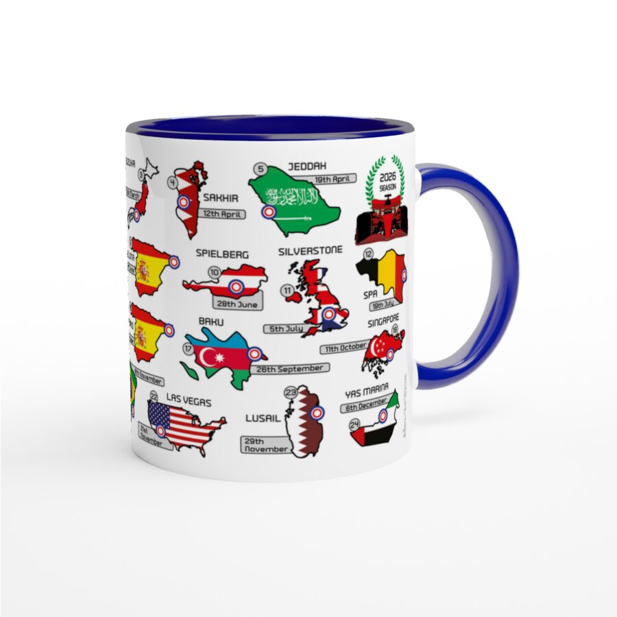 2026 Formula 1 Calendar Mugs - Countries and Flags - All F1 Races Alpine F1 Team
