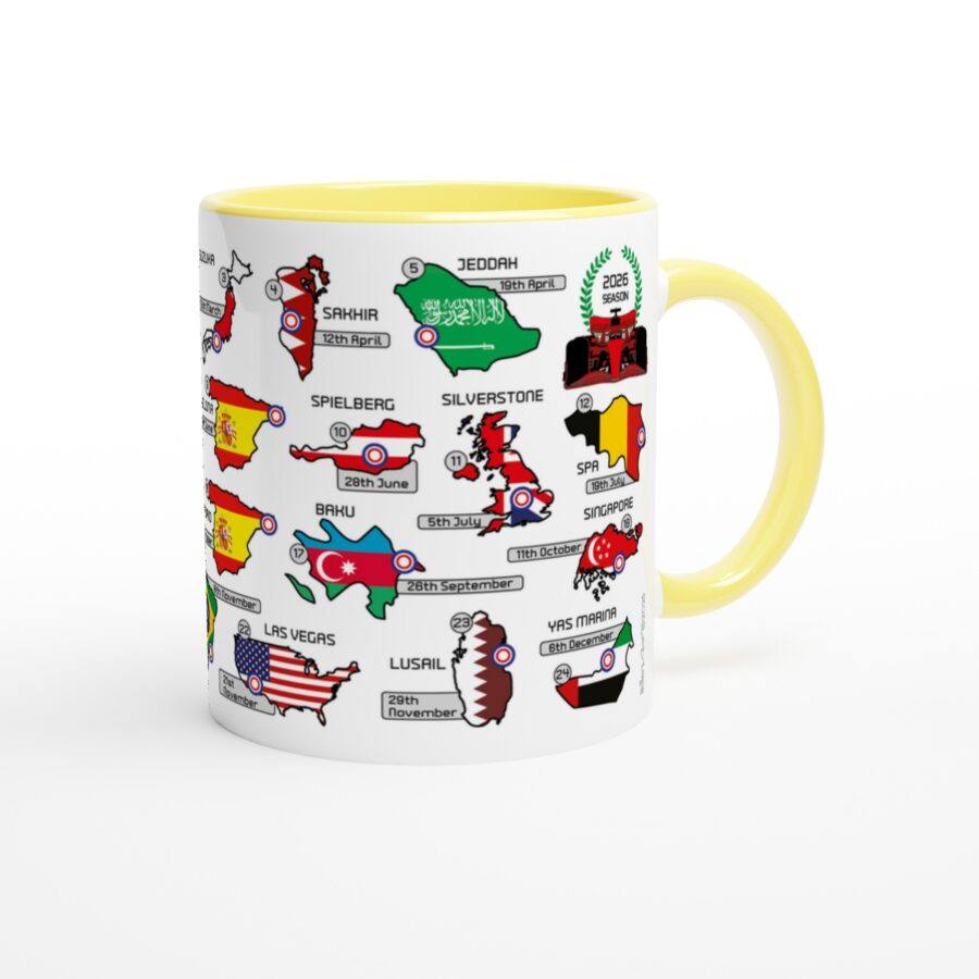 2026 Formula 1 Calendar Mugs - Countries and Flags - All F1 Races Alpine F1 Team