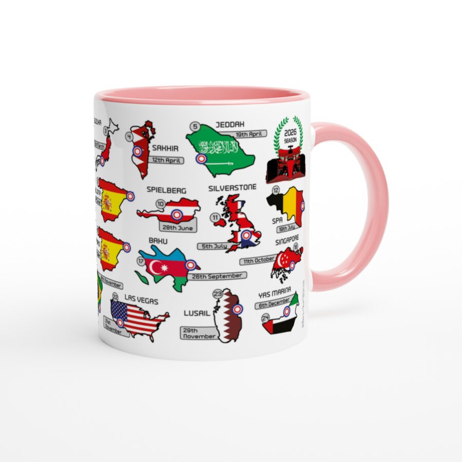 2026 Formula 1 Calendar Mugs - Countries and Flags - All F1 Races Alpine F1 Team