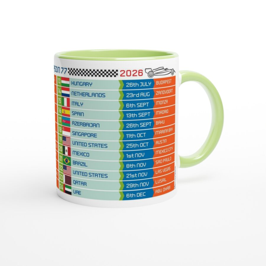 Formula 1 FIXTURES 2026 Mug - Formula 1 schedules calendar Alpine F1 Team