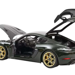 2023 Porsche Cayman GT4 RS Weissach Pack Brewster Green with Carbon Hood 1/18 Diecast Model Car by Norev  by Diecast Mania
