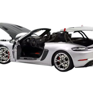 2023 Porsche 718 Spyder RS Weissach Pack GT Silver Metallic with Carbon Hood 1/18 Diecast Model Car by Norev  by Diecast Mania