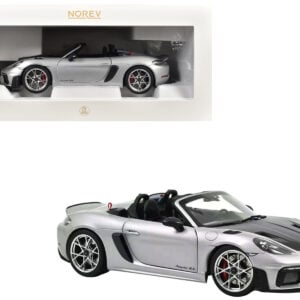 2023 Porsche 718 Spyder RS Weissach Pack GT Silver Metallic with Carbon Hood 1/18 Diecast Model Car by Norev  by Diecast Mania