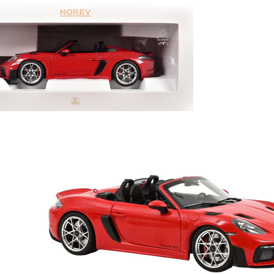 2023 Porsche 718 Spyder RS Guards Red 1/18 Diecast Model Car by Norev from the Sports Car Racing Model Cars store collection.