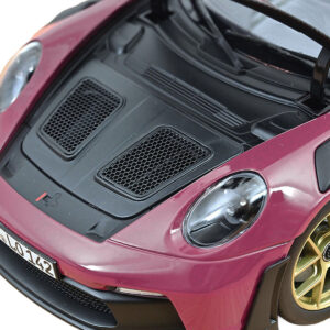 2022 Porsche 911 GT3 RS Weissach Pack Ruby Star Red with Carbon Top and Hood Stripes 1/18 Diecast Model Car by Norev  by Diecast Mania