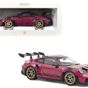 2022 Porsche 911 GT3 RS Weissach Pack Ruby Star Red with Carbon Top and Hood Stripes 1/18 Diecast Model Car by Norev  by Diecast Mania