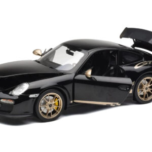 2009 Porsche 911 GT3 RS Black with Gold Accents and Wheels 1/18 Diecast Model Car by Norev from the Sports Car Racing Model Cars store collection.