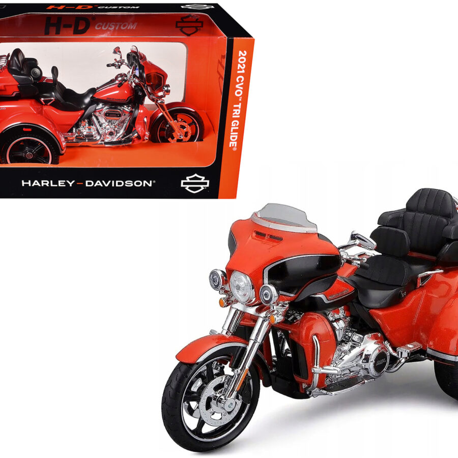 2021 Harley Davidson CVO Tri Glide Motorcycle Orange "H-D Custom" 1/12 Diecast Model by Maisto Automotive