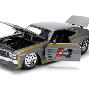1971 Chevrolet Chevelle SS "Hurst" Gray Metallic with Gold Stripes "Bigtime Muscle" Series 1/24 Diecast Model Car by Jada from the Automotive store collection.