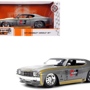 1971 Chevrolet Chevelle SS "Hurst" Gray Metallic with Gold Stripes "Bigtime Muscle" Series 1/24 Diecast Model Car by Jada from the Automotive store collection.