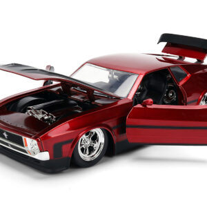 1973 Ford Mustang Mach 1 Red Metallic with Matt Black Hood and Black Stripes "Bigtime Muscle" Series 1/24 Diecast Model Car by Jada from the Automotive store collection.