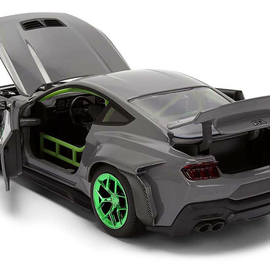 2024 Ford Mustang RTR Gray with Green Wheels "Bigtime Muscle" Series 1/24 Diecast Model Car by Jada Automotive