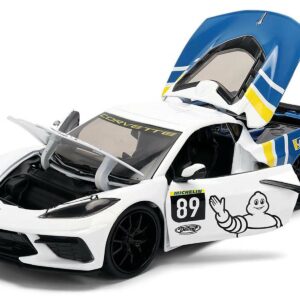 2020 Chevrolet Corvette Stingray C8 #89 "Michelin" White with Yellow and Blue Stripes "Bigtime Muscle" Series 1/24 Diecast Model Car by Jada  by Diecast Mania