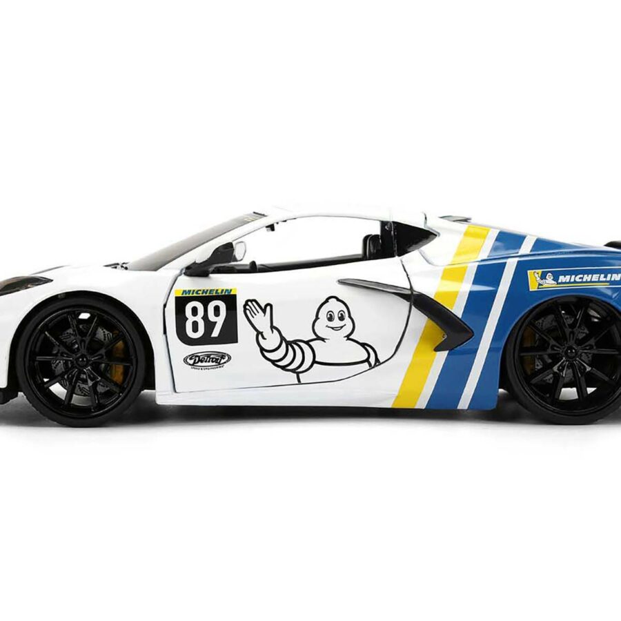 2020 Chevrolet Corvette Stingray C8 #89 "Michelin" White with Yellow and Blue Stripes "Bigtime Muscle" Series 1/24 Diecast Model Car by Jada Automotive