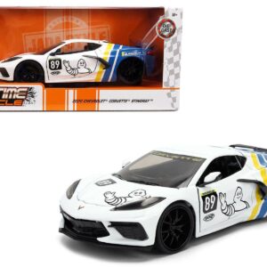 2020 Chevrolet Corvette Stingray C8 #89 "Michelin" White with Yellow and Blue Stripes "Bigtime Muscle" Series 1/24 Diecast Model Car by Jada  by Diecast Mania