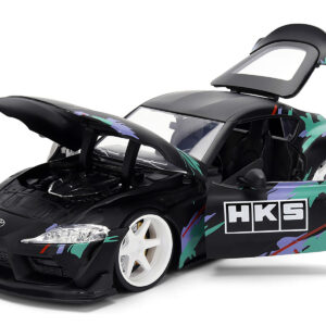 2020 Toyota GR Supra "HKS" Matt Black with Graphics "JDM Tuners" Series 1/24 Diecast Model Car by Jada  by Diecast Mania