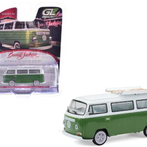 1968 Volkswagen Type II Microbus Green and White "Barrett-Jackson" Series 16 1/64 Diecast Model Car by Greenlight by Diecast Mania