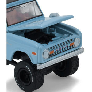 1972 Ford Bronco Custom SUV Light Blue with Black Top "Barrett-Jackson" Series 16 1/64 Diecast Model Car by Greenlight from the Ford store collection.