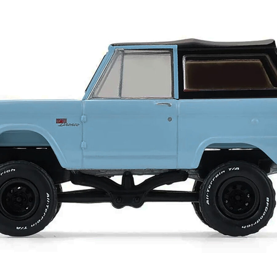 1972 Ford Bronco Custom SUV Light Blue with Black Top "Barrett-Jackson" Series 16 1/64 Diecast Model Car by Greenlight Automotive