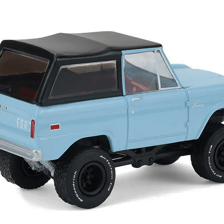 1972 Ford Bronco Custom SUV Light Blue with Black Top "Barrett-Jackson" Series 16 1/64 Diecast Model Car by Greenlight Automotive