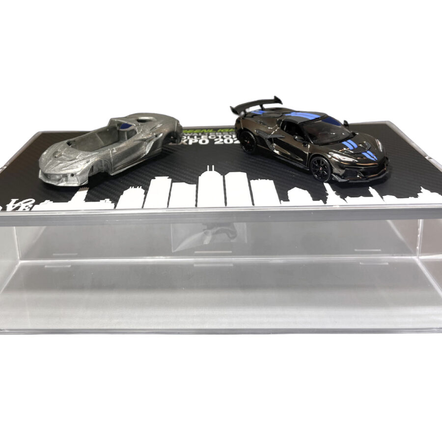 2025 Chevrolet Corvette C8 ZR1 Black with Blue Stripes with Raw Casting Dual Pack "2025 Greenlight Waltersons Collector's Expo Exclusive" 1/64 Diecast Model Car by Greenlight Automotive