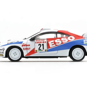 Toyota Celica GT-Four #21 Gilberto Pianezzola - Loris Roggia "Rallye Sanremo - Rallye d'Italia" (1996) with Extra Wheels 1/64 Diecast Model Car by BM Creations from the Sports Car Racing Collectibles store collection.