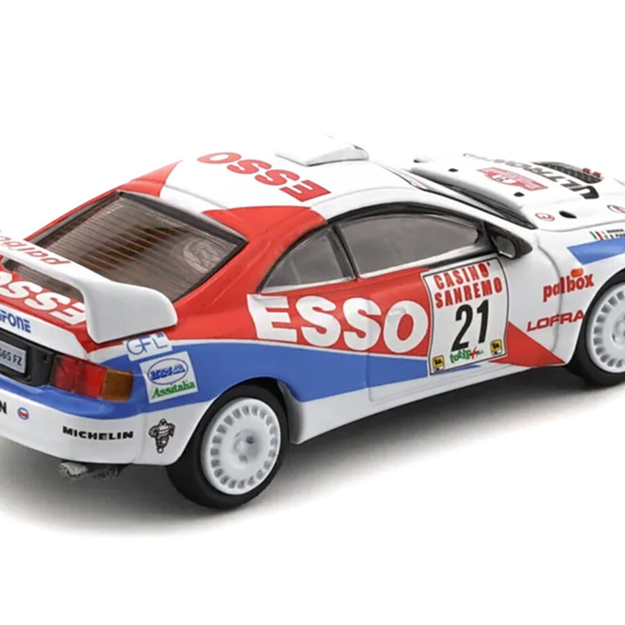 Toyota Celica GT-Four #21 Gilberto Pianezzola - Loris Roggia "Rallye Sanremo - Rallye d'Italia" (1996) with Extra Wheels 1/64 Diecast Model Car by BM Creations Automotive