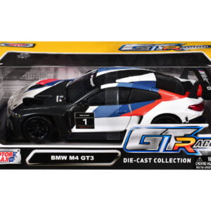 BMW M4 GT3 #1 White with Black Blue and Red Graphics "GT Racing" Series 1/24 Diecast Model Car by Motormax from the Automotive store collection.