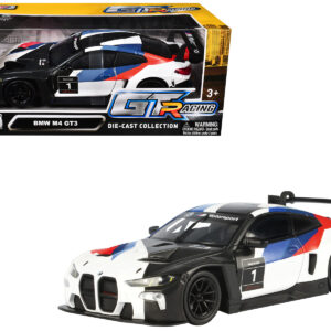 BMW M4 GT3 #1 White with Black Blue and Red Graphics "GT Racing" Series 1/24 Diecast Model Car by Motormax  by Diecast Mania