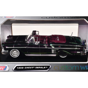 1958 Chevrolet Impala Green and Purple Chrome "Custom Wrap" Series 1/24 Diecast Model Car by Motormax  by Diecast Mania