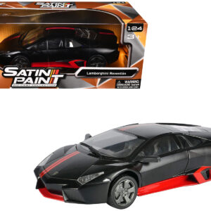 Lamborghini Reventon Matt Black with Red Stripes "Satin Paint" Series 1/24 Diecast Model Car by Motormax from the Automotive store collection.