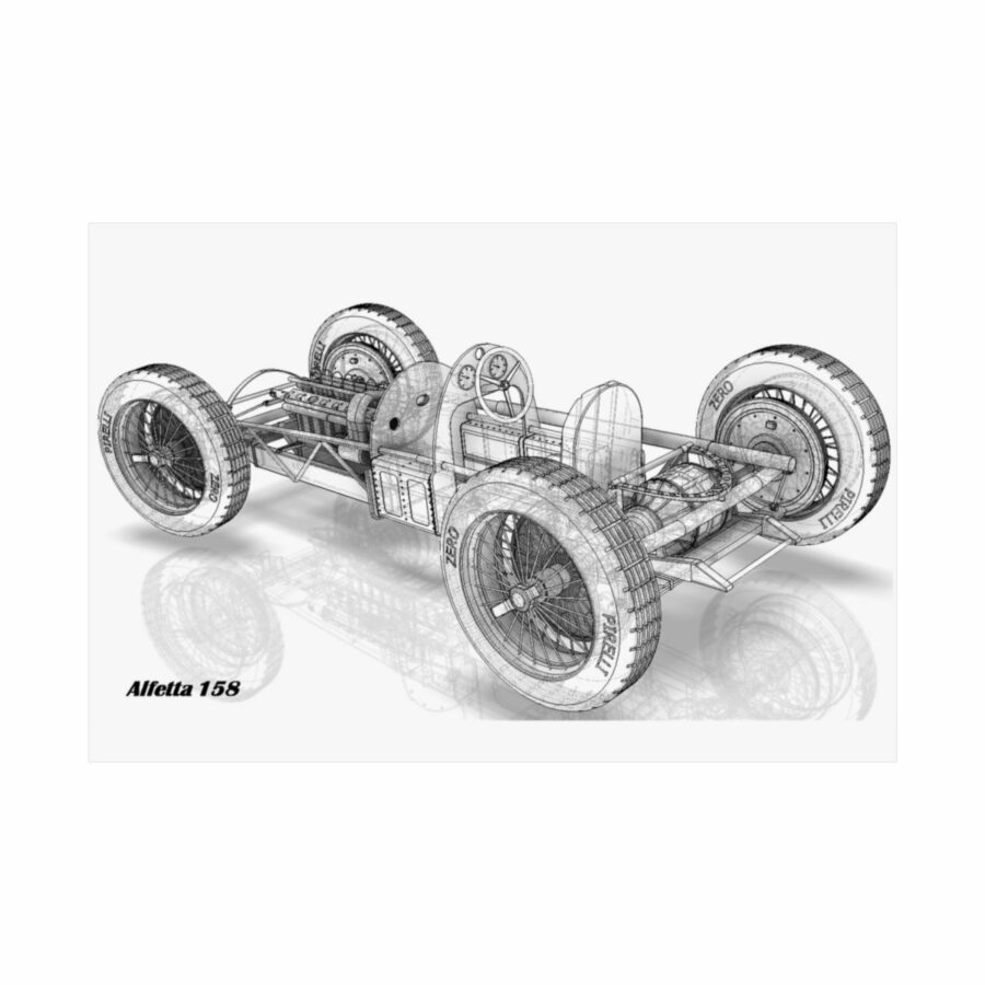 Alfa Romeo Alfetta 158 3D Wireframe from the F1 Clothing store collection.