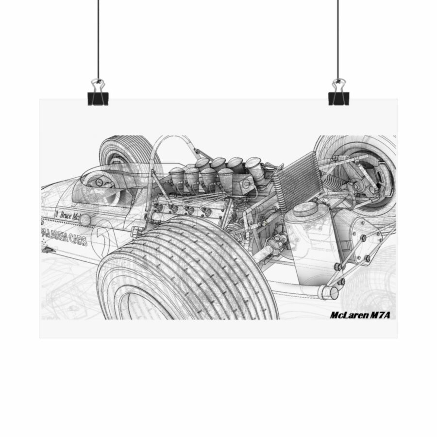 McLaren M7A F1 3D Wireframe Artwork from the Formula 1 Memorabilia store collection.