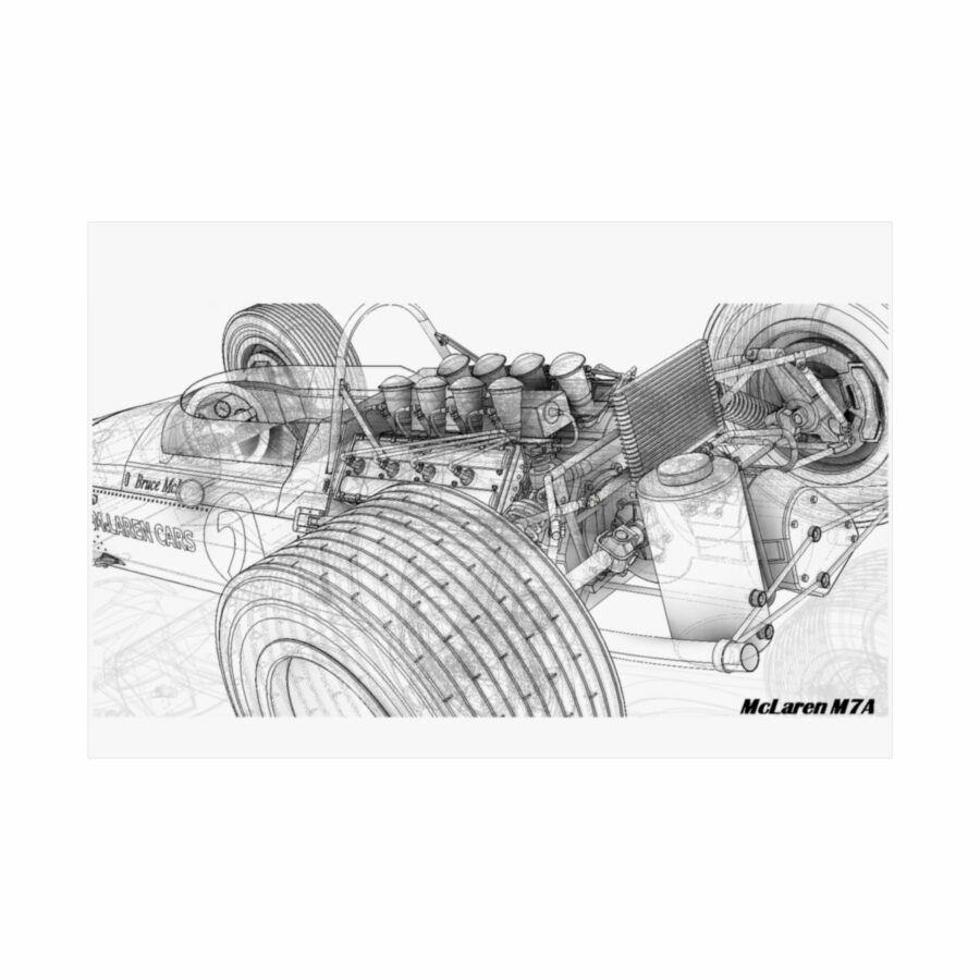 McLaren M7A F1 3D Wireframe Artwork from the Formula 1 Memorabilia store collection.