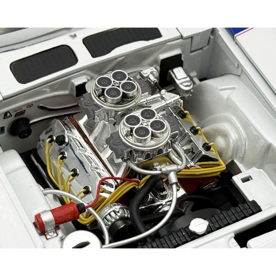 1970 Plymouth HEMI Cuda "Street Machine" White with Red and Blue Stripes Limited Edition to 366 pieces Worldwide 1/18 Diecast Model Car by ACME from the Sports Car Racing Model Cars store collection.