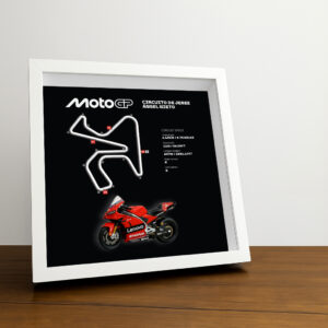 Jerez Angel Nieto Moto Circuit 3D Framed Black Track Wall Art with Motorcycle Model – Spain Racing Gift by BoxBox24