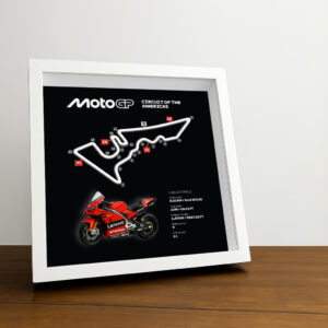 Circuit of The Americas Moto 3D Framed Black Track Wall Art with Motorcycle Model – USA Racing Gift by BoxBox24
