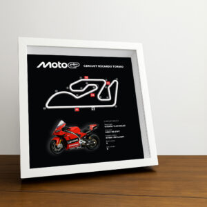 Ricardo Tormo Moto Circuit 3D Framed Black Track Wall Art with Motorcycle Model – Spain Racing Gift by BoxBox24