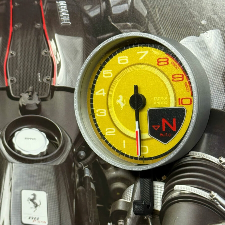 Ferrari 488 Tachometer Keychain – Inspired Redline Design Yellow Edition F1 Jackets