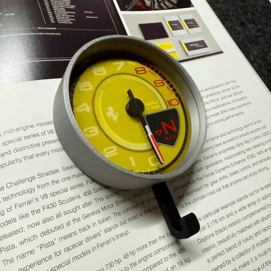 Ferrari 488 Tachometer Keychain – Inspired Redline Design Yellow Edition F1 Jackets