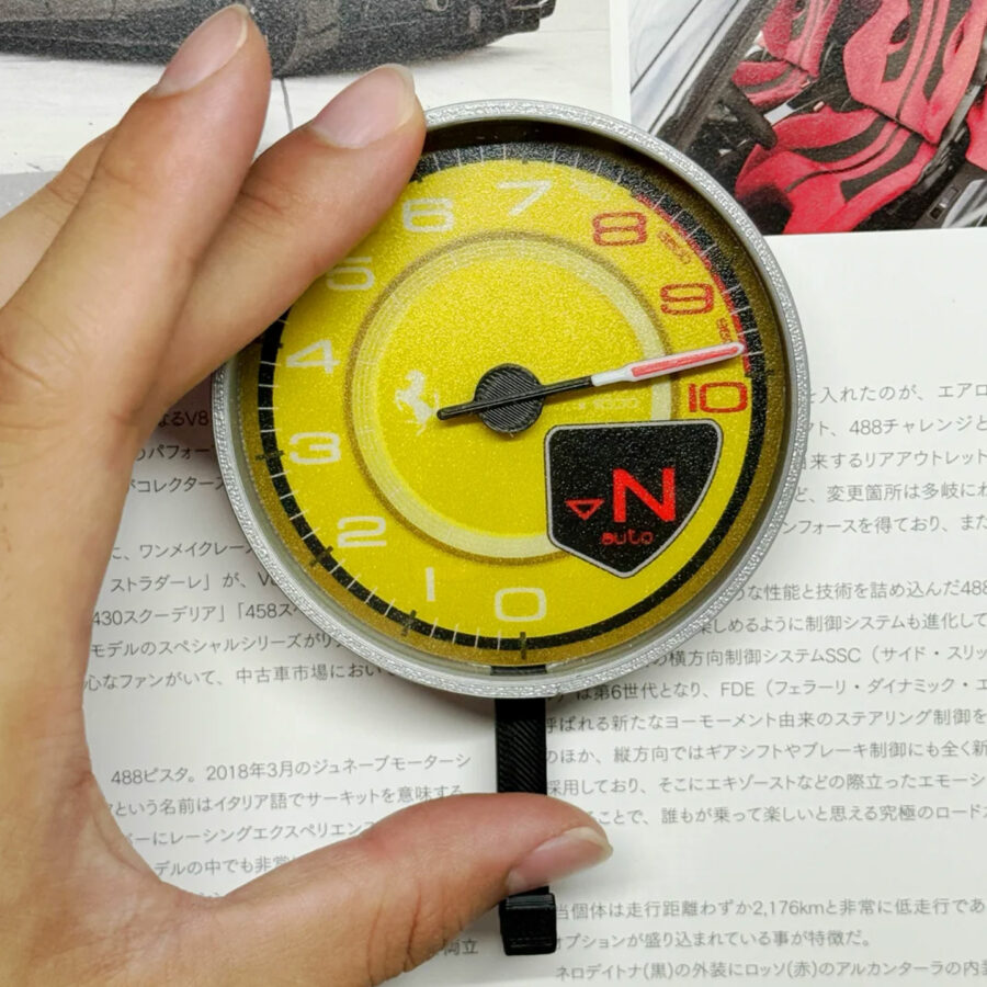 Ferrari 488 Tachometer Keychain – Inspired Redline Design Yellow Edition F1 Jackets