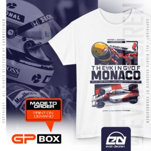 Ayrton Senna T-Shirt Formula One Legend Racing | 1991 Monaco Grand Prix | The King of Monaco Racing Shirt | F1 Legend Gift from the Formula 1 Memorabilia store collection.