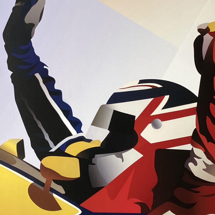 Nigel Mansell signed 'Taxi for Senna' art poster Ayrton Senna