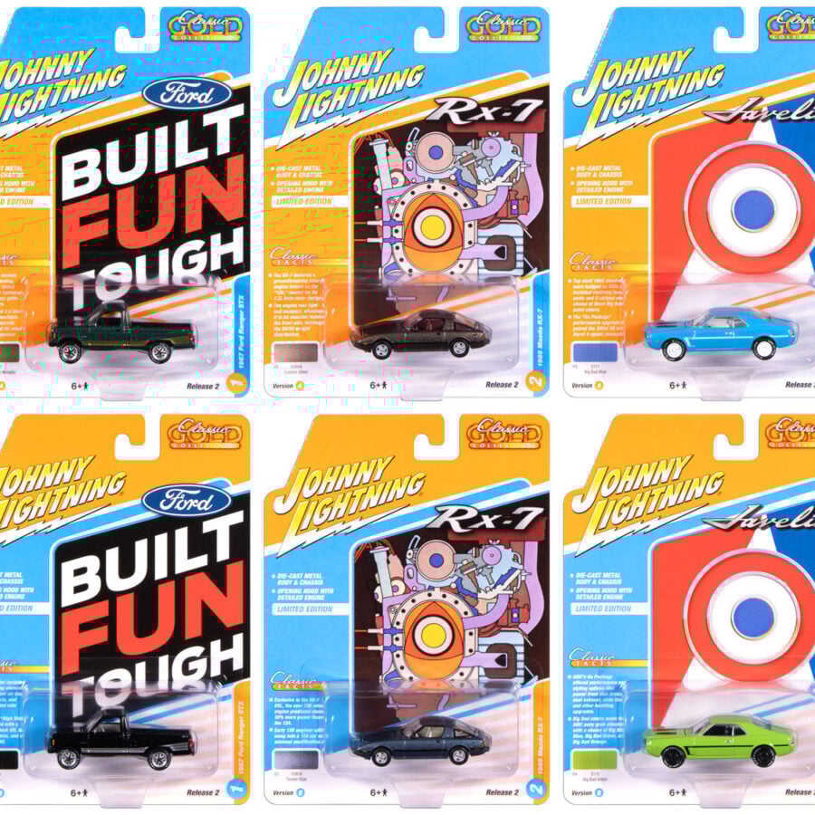 "Classic Gold Collection" 2025 Release 2 Set of 6 Cars 1/64 Diecast Model Cars by Johnny Lightning Automotive