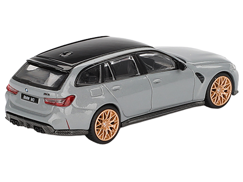 BMW M3 Competition Touring Brooklyn Gray with Black Top Limited Edition 1/64 Diecast Model Car by Mini GT Automotive