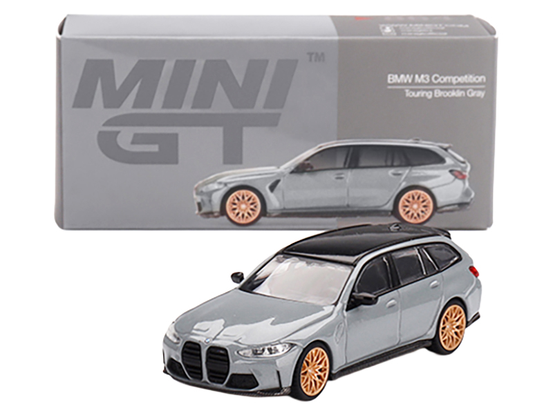 BMW M3 Competition Touring Brooklyn Gray with Black Top Limited Edition 1/64 Diecast Model Car by Mini GT Automotive