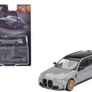 BMW M3 Competition Touring Brooklyn Gray with Black Top Limited Edition 1/64 Diecast Model Car by Mini GT from the Sports Car Racing Collectibles store collection.