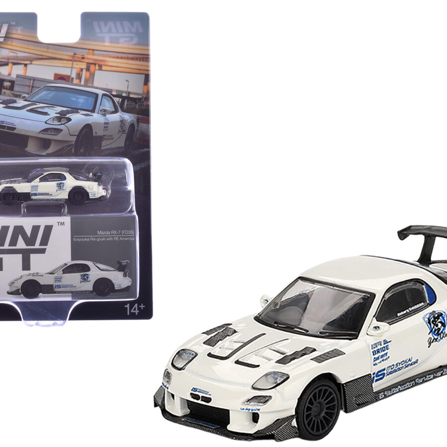 Mazda RX-7 (FD3S) "Itosyoukai Rei-gouki with RE Amemiya" RHD (Right Hand Drive) White with Graphics Limited Edition 1/64 Diecast Model Car by Mini GT from the Sports Car Racing Collectibles store collection.