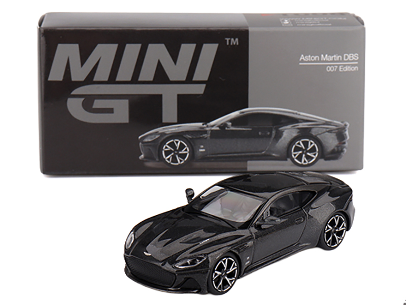 Aston Martin DBS RHD (Right Hand Drive) "007 Edition" Black Metallic Limited Edition 1/64 Diecast Model Car by Mini GT Automotive