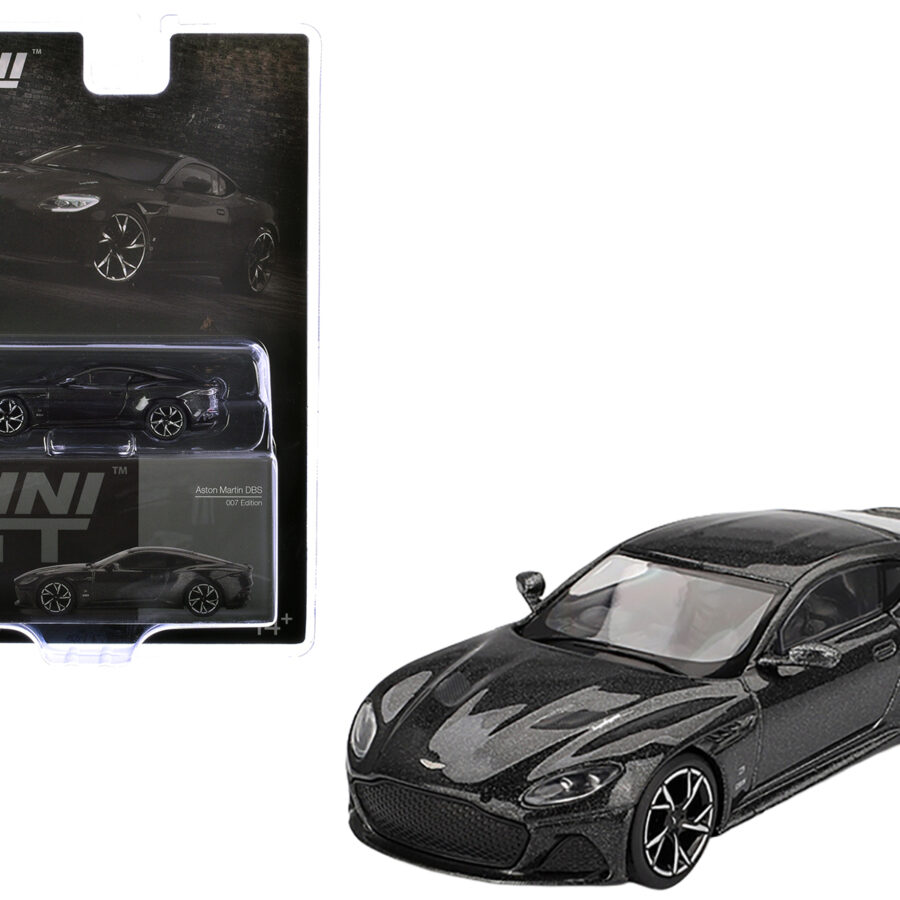 Aston Martin DBS RHD (Right Hand Drive) "007 Edition" Black Metallic Limited Edition 1/64 Diecast Model Car by Mini GT Automotive